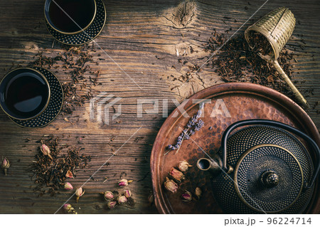 Top view of tea set Top view of tea set 96224714