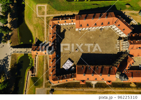 Top view of the Nesvizh Castle and the park in the summer.Belarus 96225310