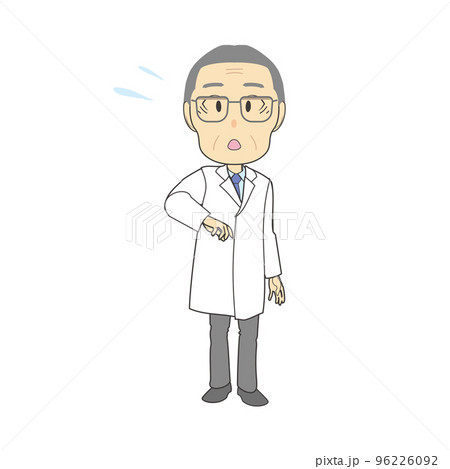うろたえる白衣の初老男性イラスト うろたえる白衣の初老男性イラスト 96226092
