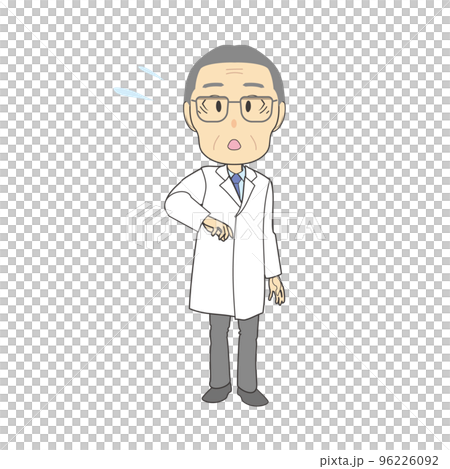 うろたえる白衣の初老男性イラスト うろたえる白衣の初老男性イラスト 96226092