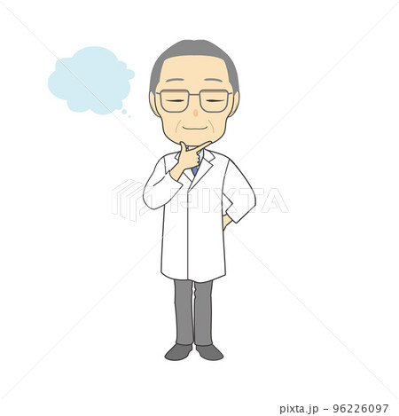 想像をふくらませる白衣の初老男性イラスト 想像をふくらませる白衣の初老男性イラスト 96226097