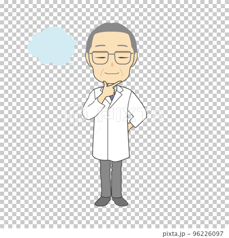 想像をふくらませる白衣の初老男性イラスト 想像をふくらませる白衣の初老男性イラスト 96226097