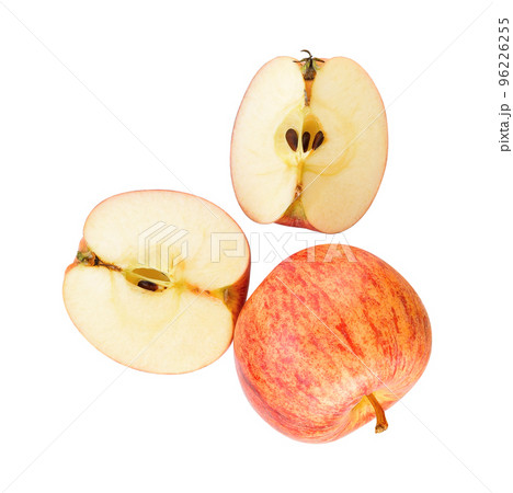 Top view of gala apples on white background 96226255