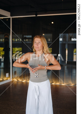 The girl does yoga and is in a state of meditation. The concept of a healthy lifestyle 96226622