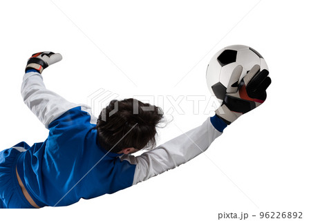 Goalkeeper catches the ball in the stadium Goalkeeper catches the ball in the stadium 96226892