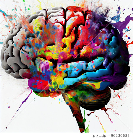 Creative concept of the human brain. Left and right side. Brain left and right side hemispheres concept 96230682