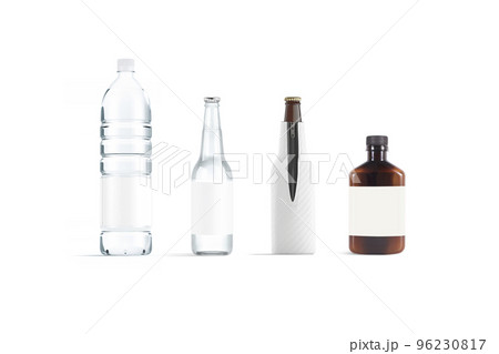 Blank plastic and glass bottle mockup, front view 96230817