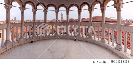 Old medieval stone spiral staircase in Venice. 96231338