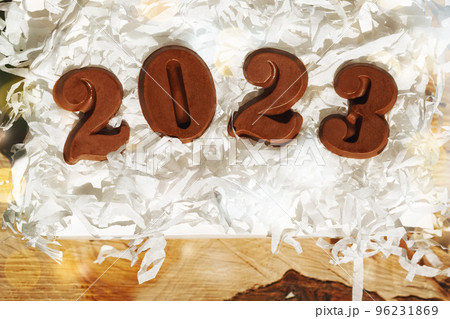 Date of the New Year 2023 made of chocolate Date of the New Year 2023 made of chocolate 96231869