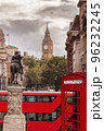 View from the Trafagar square to Big Ben with double decker bus and booth in London, England, UK 96232245