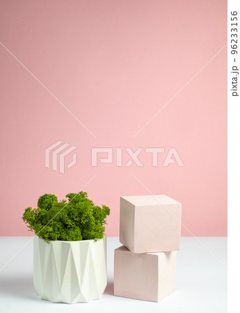Cosmetic background with geometric shapes. Cubic podiums in white and 96233156