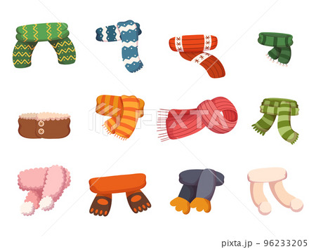 Set of Children Scarves for Autumn and Winter Seasons, Knitted and Textile Neckerchief for Girls or Boys. Kids Headwear 96233205
