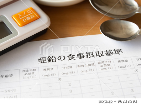 亜鉛の食事摂取基準　健康管理 96233593