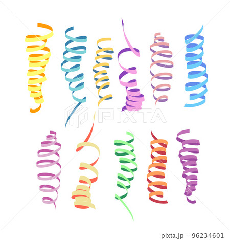 Serpentine carnival ribbons set. Colorful paper streamers Serpentine carnival ribbons set. Colorful paper streamers 96234601