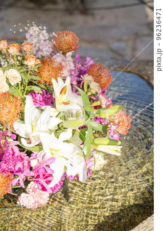 Shinto shrine, waiting for seasonal flowers - Stock Photo