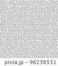 Simple vector seamless monochrome pattern of lines and angles. Vector seamless black and white pattern of thin lines and corners with rounded edges. 96236531