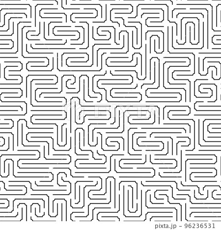 Simple vector seamless monochrome pattern of lines and angles. Vector seamless black and white pattern of thin lines and corners with rounded edges. 96236531