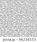 Simple vector seamless monochrome pattern of lines and angles in linear style. Vector seamless black and white pattern of thin horizontal lines and corners with rounded edges. 96236533