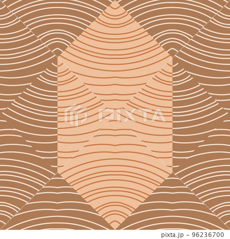 Hand drawn linear geometric endless ornament. Wave mosaic seamless patern. Decorative lines wallpaper 96236700