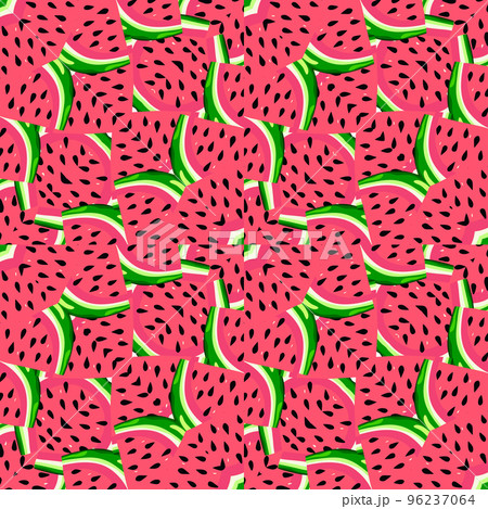 Abstract watermelon slices mosaic seamless pattern. Creative skin endless wallpaper. Abstract watermelon slices mosaic seamless pattern. Creative skin endless wallpaper. 96237064