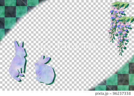New Year's card rabbit checkered wisteria flower New Year's card rabbit checkered wisteria flower 96237338