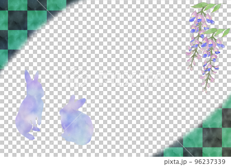 New Year's card rabbit checkered wisteria flower New Year's card rabbit checkered wisteria flower 96237339