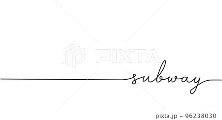 Subway word - continuous one line with word. Minimalistic drawing of phrase illustration. Subway word - continuous one line with word. Minimalistic drawing of phrase illustration. 96238030