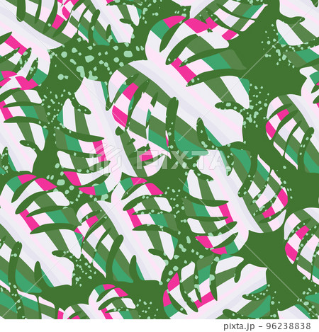 Decorative monstera silhouettes seamless pattern. Exotic palm leaves wallpaper. 96238838
