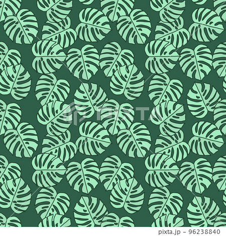 Outline monstera silhouettes seamless pattern. Palm leaves endless background. Botanical wallpaper. Outline monstera silhouettes seamless pattern. Palm leaves endless background. Botanical wallpaper. 96238840