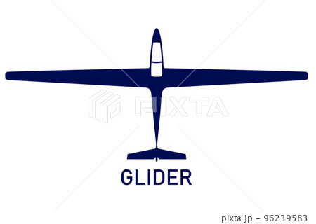 Gliding sailplane top view, soaring glider silhouette, none motive-powered aircraft, vector Gliding sailplane top view, soaring glider silhouette, none motive-powered aircraft, vector 96239583