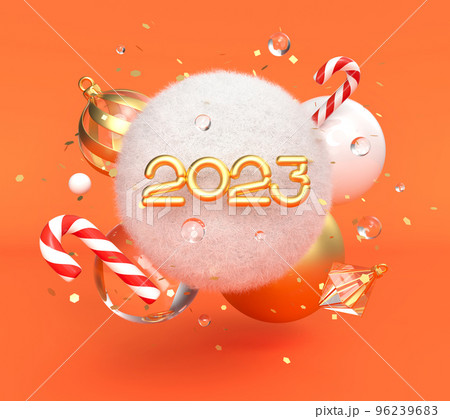 Happy New Year 2023 modern colorful 3d poster Happy New Year 2023 modern colorful 3d poster 96239683