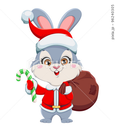 Cute cartoon rabbit. Merry Xmas and Happy New year Cute cartoon rabbit. Merry Xmas and Happy New year 96240305