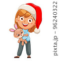 Cute girl cartoon character in Santa hat 96240322