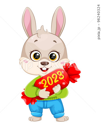 Cartoon character rabbit. Cute bunny. 96240324
