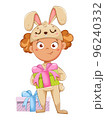 Cute little girl in a costume of rabbit 96240332