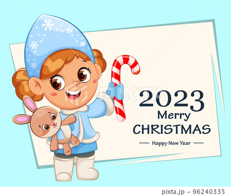 Cute Girl in a costume of Snow Maiden 96240335