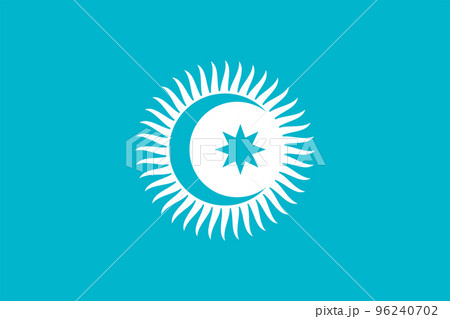 Flag of Organization of Turkic States (OTS), Cooperation Council of Turkic Speaking States, light blue flag with a sun with forty uniformly spaced rays, an eight-pointed star and a crescent Flag of Organization of Turkic States (OTS), Cooperation Council of Turkic Speaking States, light blue flag with a sun with forty uniformly spaced rays, an eight-pointed star and a crescent 96240702