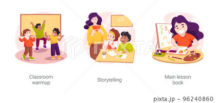 Private Waldorf school isolated cartoon vector illustration set 96240860