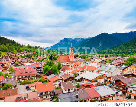 Mittenwald town aerial panoramic view, Germany Mittenwald town aerial panoramic view, Germany 96241352
