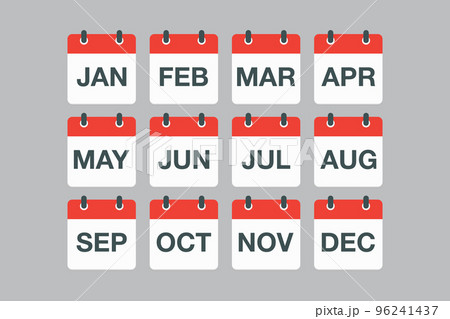 Set of year month calendar page icons 96241437