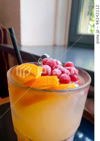 Refreshing drinks on a hot day. Cocktail in a cafe. Refreshing drinks on a hot day. Cocktail in a cafe. 96242112