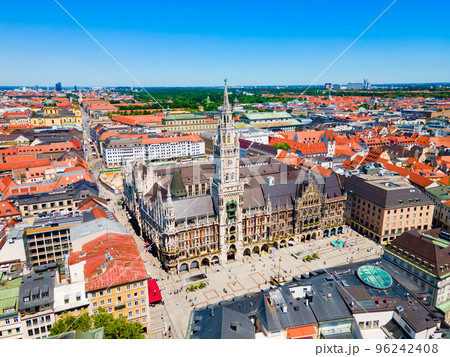 Marienplatz aerial panoramic view in Munich city, Germany 96242408