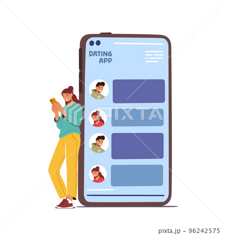 Online Dating Service Application, Social Media, Virtual Relationship Communication. Woman Messaging In Smartphone 96242575