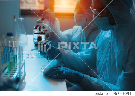 Medical science laboratory. Concept of bacteria research against covid-19 coronavirus 96243091