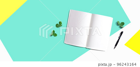 Blank notebook with shamrock leaves 96243164