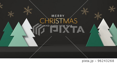 Christmas trees with snowflakes - 3D render Christmas trees with snowflakes - 3D render 96243268