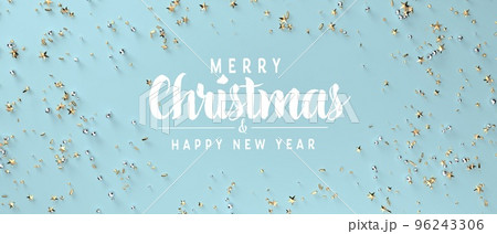 Merry Christmas - Gold confetti with stars - 3D 96243306
