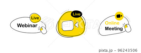 Live Webinar Label Set. Stream and meeting emblems Live Webinar Label Set. Stream and meeting emblems 96243506