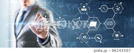 Document Management Data System Business Technology Concept. DMS on virtual screen 96243507