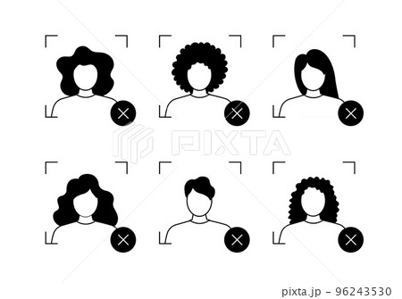 People is going through an ID check. Set of pictures with the rejected identification process 96243530
